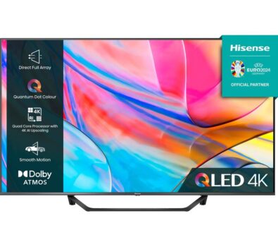 50" HISENSE 50A7KQTUK Smart 4K Ultra HD HDR QLED TV with Amazon Alexa, Silver/Grey