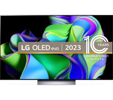 55" LG OLED55C34LA Smart 4K Ultra HD HDR OLED TV with Amazon Alexa, Silver/Grey