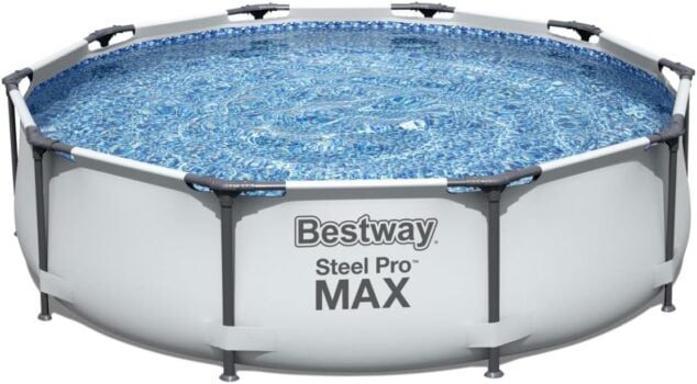 Bestway Steel Pro Max | Round Frame Swimming Pool with Filter Pump, Above Ground Frame Pools, Grey, 10’