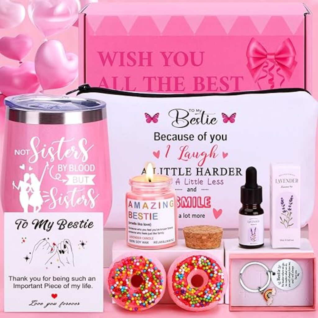 Birthday Gifts for Women Best Friend, Bestie Best Friend Gifts for Women, Friendship Pamper Hamper Relaxation Gifts Ladies Set Care Package Box, Female Christmas Xmas Presents for Friends BFF Sister