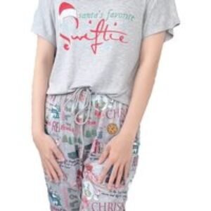 Unisex Black 'Santa's Favorite Swiftie' Printed Cosy PJ Set - 9 Sizes | Wowcher
