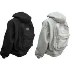 Unisex Black Trending 2-in-1 Backpack Design Hooded Sweatshirt - 5 Sizes
