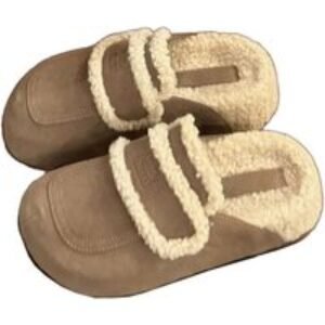 Unisex Brown Miu Miu  Lamb Wool Lined Warm Flat Slippers - Perfect For Autumn & Winter - 6 Sizes & 2 Colours | Wowcher
