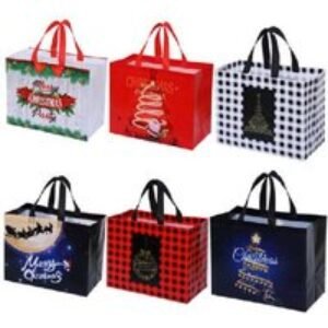 6Pcs Christmas Gift Tote Bags with Handles - Festive Reusable Sacks for Kids & Family | Wowcher