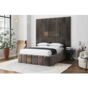 Chrissy Velvet Upholstered Wingback Bed Frame with Ottoman Storage - Double/King Size