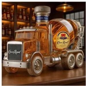 Handcrafted Glass Mixer Truck Decorative Whiskey Bottle - Collectible Home Barware