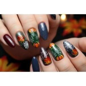 Seasonal Style Nail Art - Full Set of Gel Nails with Creative Art at SMWSH Nail Care Services