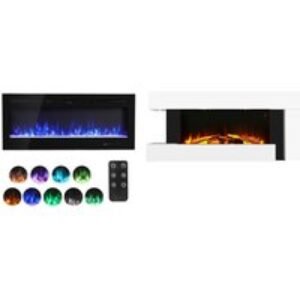 PRICE DROP! Modern 50-Inch Wall Mounted Electric Fireplace with Custom Flames - 2 Options | Wowcher
