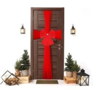 Large Red Christmas Door Bow - Festive Outdoor Decoration