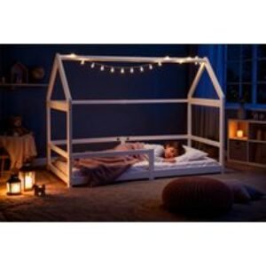 Kids' Pine Wood House Bed with Guardrails | Wowcher