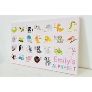 Personalised Kids' Canvas Alphabet Chart - Sturdy Pinewood Frame