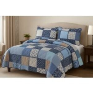 Luxury Cotton Quilted Patchwork Bedspread Set - Soft