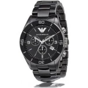 Emporio Armani AR1421 Men's Chronograph Black Ceramic Watch + 1-Year Warranty Included | Wowcher