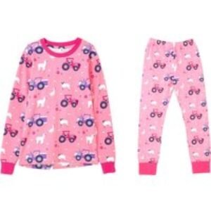 Pink & Purple Kids Pyjamas with Tractor Print