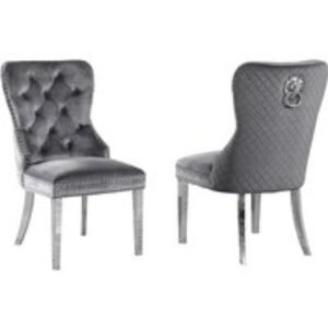 Luxury Velvet Dining Chair With Chrome Knocker & Padded Comfort | Wowcher