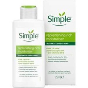 Simple Replenishing Rich Moisturiser Cream with Pro-Vitamin B5 & Glycerin for Dry & Sensitive Skin - 3 x 125ml | Wowcher
