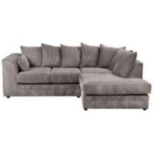 Dylan Right Hand Corner Grey Jumbo Cord Fabric Sofa - Spacious 5-Seater Modern Lounge | Wowcher
