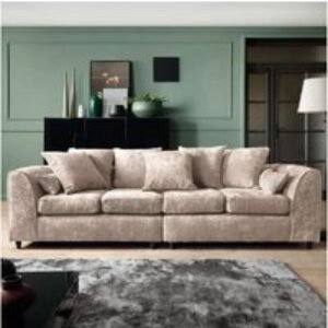 Harriet Chanel Fabric 4 Seater Sofa - Modern Handmade Beige