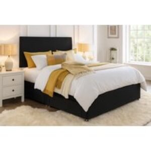 Black Radley Divan Bed Set with Memory Foam Mattress & Optional Storage - 6 Sizes & 3 Storage Options - 6 Month Warranty | Wowcher