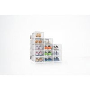 12-Piece Transparent Large Shoe Boxes - Modular & Stackable Organiser | Wowcher