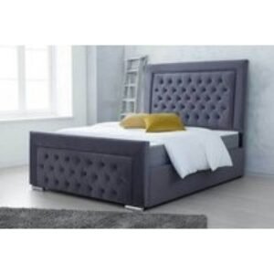 Crushed Velvet Hilton Upholstered Bed With Grand Headboard & Footboard - 5 Sizes