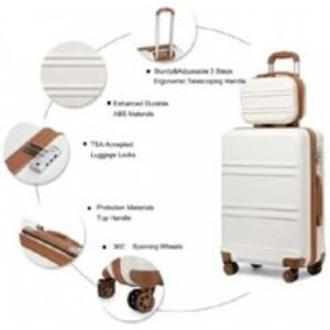 Kono ABS 3-Piece Hard Shell Luggage Set with Vanity Case - Lightweight