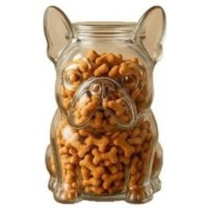 Crystal Glass French Bulldog Snack Jar - Decorative Tableware Treat Dispenser | Wowcher