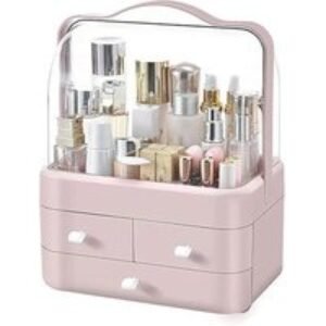 Acrylic Makeup Storage Organiser with 180° Rotating Lid & Drawers - 3 Colours | Wowcher