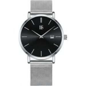 Crevo Silver Watch with Black Dial