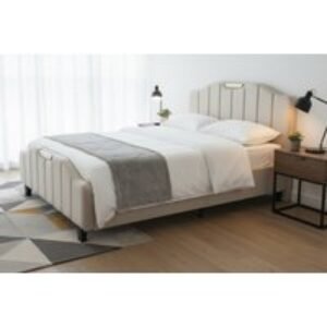 Retro PU Leather Upholstered Double Bed Frame - Cream or Blue | Wowcher