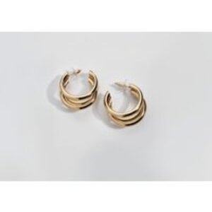 Chic Triple-Stacked Gold Hoop Earrings | Wowcher