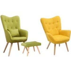 Linen-Upholstered Armchairs with Wooden Legs and Optional Footstool - 2 Styles | Wowcher