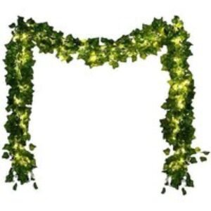 10M Artificial Ivy Fairy Lights with 100 Warm White LEDs & Green Leaves - 3 Options | Wowcher