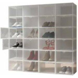 Organise with 12 Stackable Shoe Storage Boxes - Ventilated and Handy Design | Wowcher