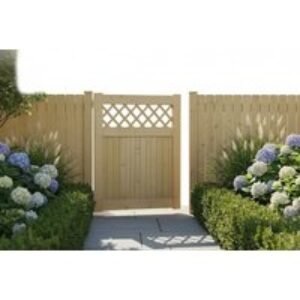 Rhombus Garden Wood Fence Gate with Lattice Design | Wowcher