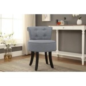 Grey Upholstered Vanity Dressing Chair with Rubberwood Legs | Wowcher