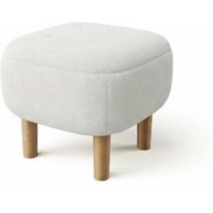 Beige Upholstered Footstool Pouffe with Durable Wooden Legs | Wowcher