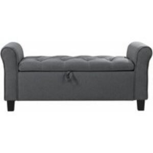 Linen Ottoman Bench Chaise with Armrests and Hidden Storage | Wowcher