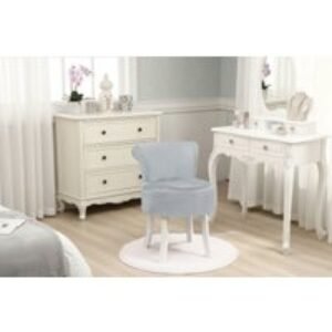 Elegant Plush Upholstered Dressing Table Chair with Stylish White Legs | Wowcher