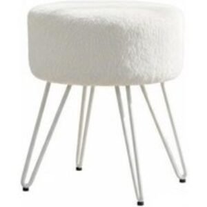Premium Vanity Stool with Plush Faux Fur and Sturdy Iron Legs | Wowcher