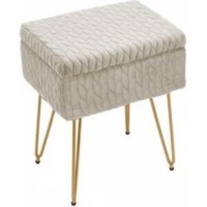 Multifunctional Upholstered Storage Ottoman Stool with Wood Tray Top | Wowcher