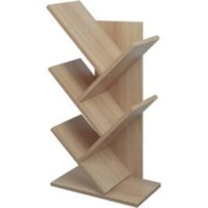 Rustic Standing Tree Bookshelf - 5-Tier Wood Display Rack for Home | Wowcher