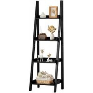 4-Tier Wooden Ladder Shelf with Sleek