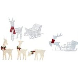 LED Reindeer and Sleigh Sets with Festive Lighting Effects and Timer - 1.6FT