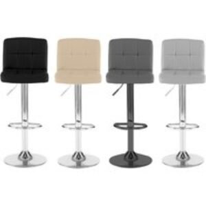 2 PU Leather or Fabric Cuban Bar Stools - Chrome/Black Leg | Wowcher