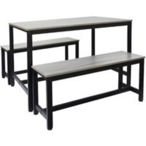Modern Soho 3-Piece Dining Table Set with Space-Saving Benches in Grey | Wowcher
