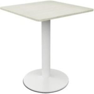 2-Seater Modern White Square Cafe Table with Powder-Coated Metal Base | Wowcher
