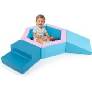 Soft 3-Piece Baby Foam Climbing Blocks Set with Ball Pit & 100 Balls | Wowcher