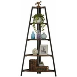 5-Tier Ladder-Style Corner Storage Shelf - Vintage Design & Space-Saving | Wowcher