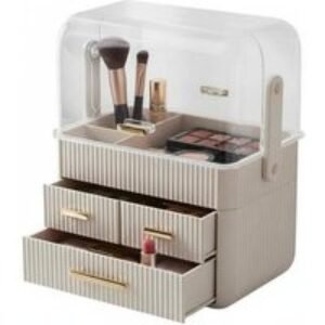 Modern 3-Drawer Cosmetics Organiser with Portable Handle and Lid | Wowcher